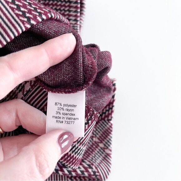 SO Mini Skirt Plaid Burgundy Black Tan Back Zip Skater A-Line Juniors Size S - Picture 6 of 6